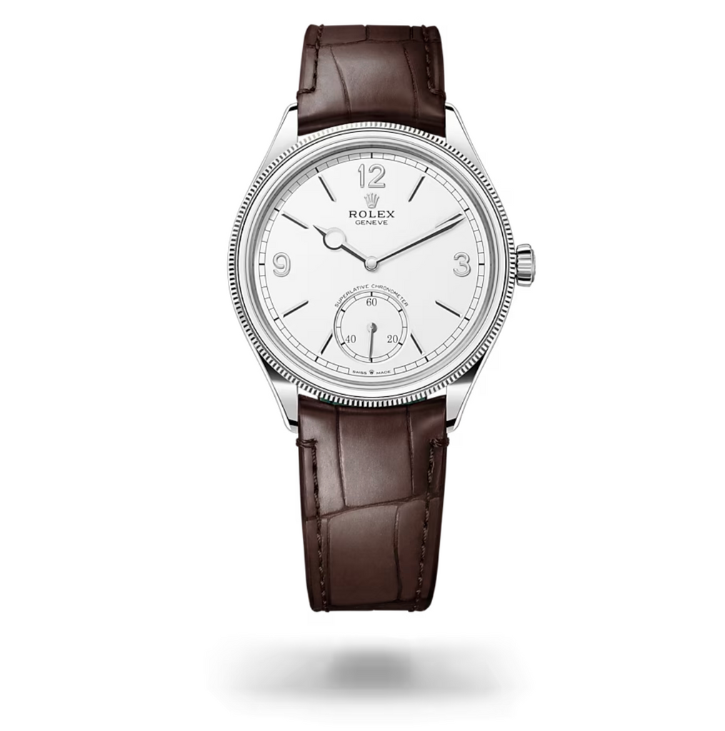 2023 Release Rolex, 1908, Intense white dial, Leather strap bracelet, 18k white gold Watch 52509
