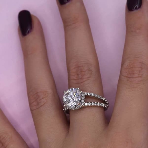 Amazing 18k White Gold Engagement Ring w/ 5.32ct. Diamonds,  Ring on a finger