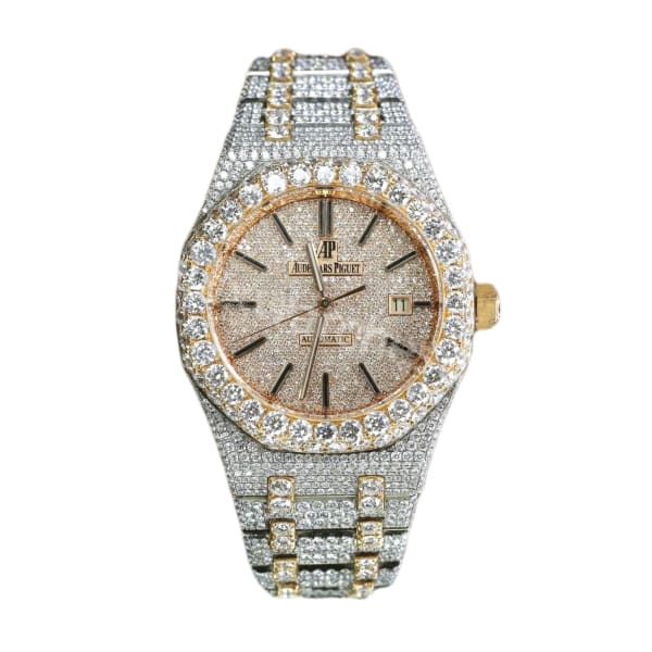 Audemars Piguet, Royal Oak 41 mm, Full Diamond 18k Rose Gold Bracelet & Diamond Dial, Custom Diamond Ladies Watch, Ref. # 15456OR.ZG.1251OR.01