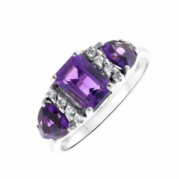 Beautiful 14k white gold amethyst cocktail ring R1925, Main view