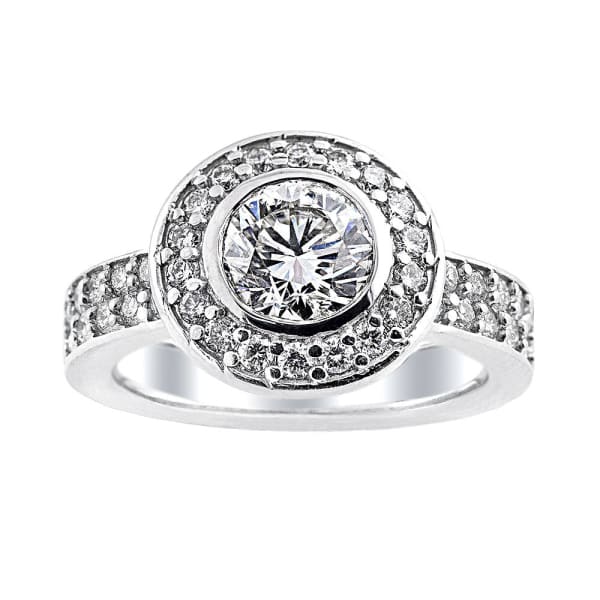 Beautiful 14k White gold Diamond Engagement Ring with 1.35ct. Round Diamond