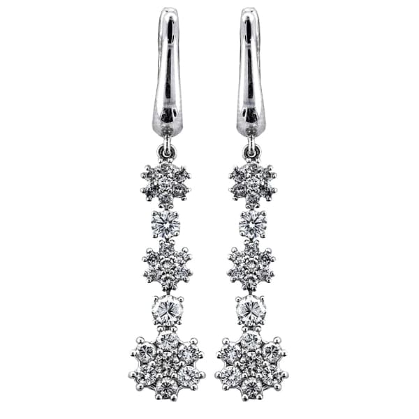 Beautiful 14K white gold diamond long earrings E-5000