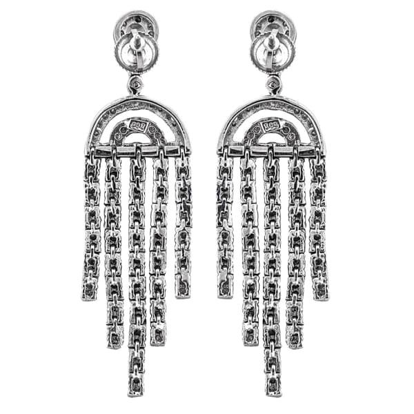 Beautiful 14K white gold diamond long earrings, back