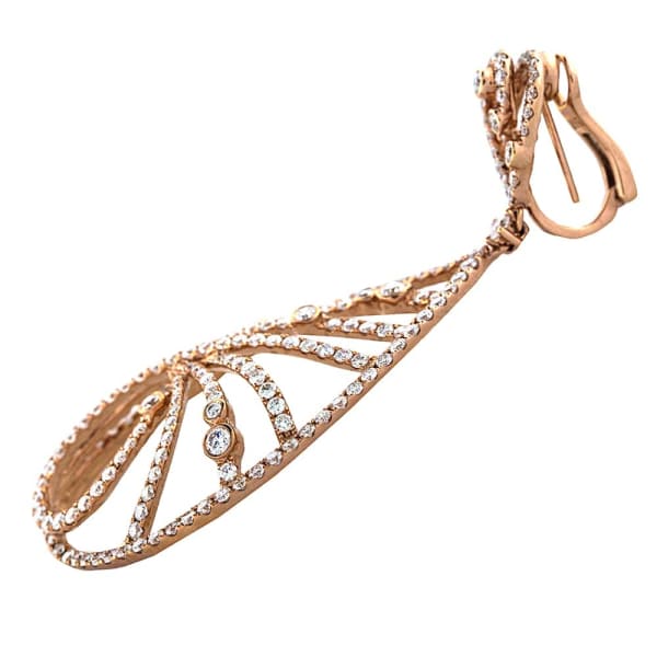 Beautiful 18K rose gold diamond long earrings E7745, right