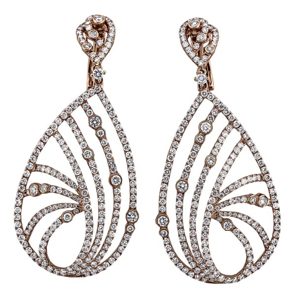 Beautiful 18K rose gold diamond long earrings E7745