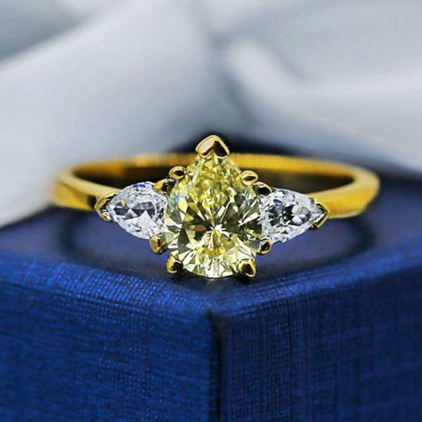 Beautiful Engagement Ring with center Fancy Yellow and side White Diamonds EN-4563000, enlarged image