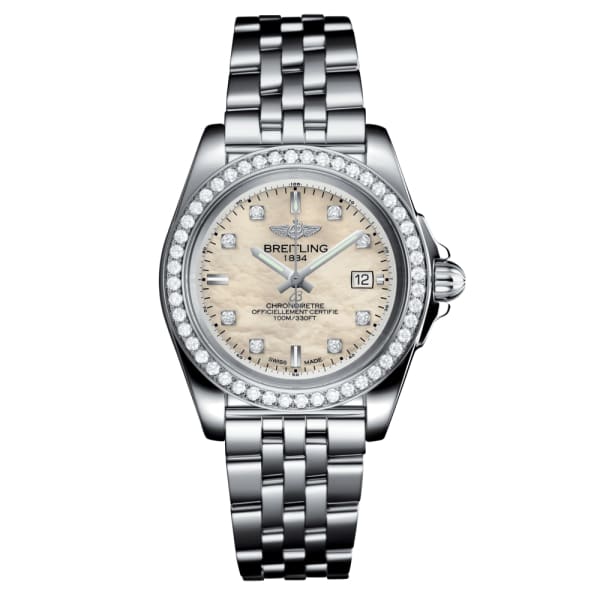 Breitling, Ladies Galactic 32 Sleek, 32mm, Stainless Steel and Diamond set, Mother-Of-Pearl dial Watch, Ref. # A71330531A1A1