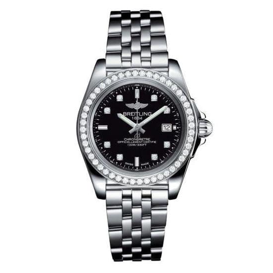 Breitling, Ladies Galactic 32 Sleek, 32mm, Stainless Steel and Diamond set, Trophy black dial Watch, Ref. # A71330531B1A1