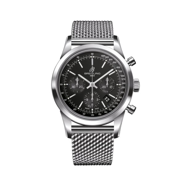 Breitling, TRANSOCEAN CHRONOGRAPH, 43mm, Stainless Steel, Black dial Watch, Ref. # AB0152121B1A1
