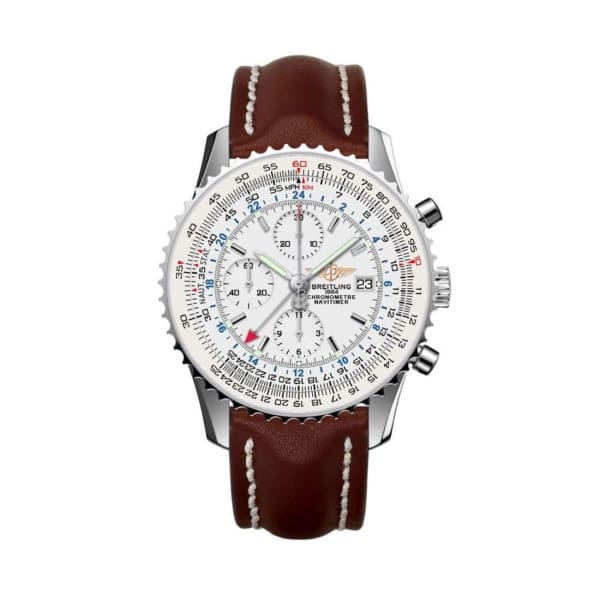 Breitling, Navitimer World Stainless Steel Leather Strap Deployant Watch, Ref. # A2432212/G571
