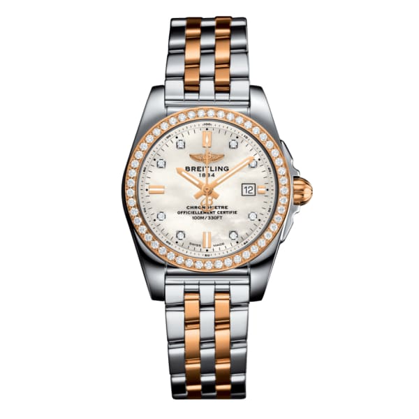 Breitling, Women’s GALACTIC 29 SLEEK, 29mm, Stainless Steel and 18k Rose Gold, Mother-of-pearl Dial Watch, Ref. # C72348531A1C1