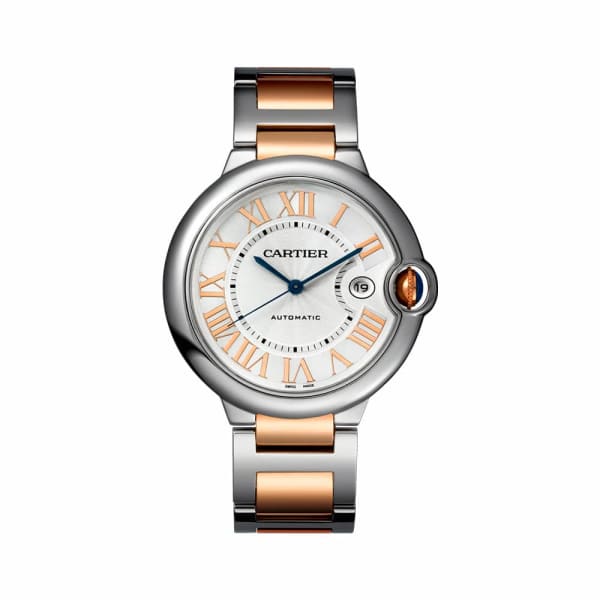Cartier, Ballon Bleu De Cartier, Silver Dial Stainless Steel and 18kt Pink Gold Watch, Ref. # W6920095