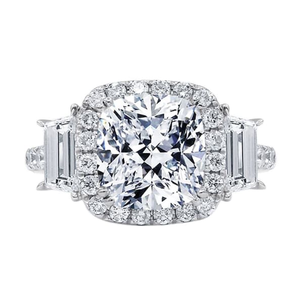 Certified 14k White Gold Engagement ring with Center 2.53ct Cushion cut Diamond and side Diamonds Eng-50000