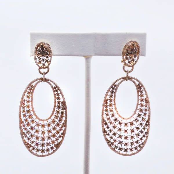 Charming 18k Rose Gold Diamond Pave Earrings with 7.13ct 