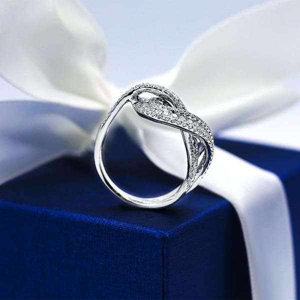 Charming 18k White Gold Cocktail Ring with 1.30ct of Natural Diamonds R-6300,  Profile