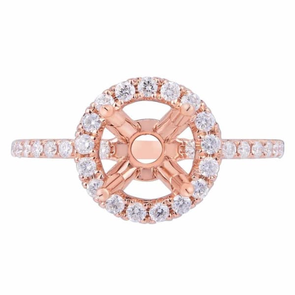 Classic elegant halo setting 18k rose gold ring with .55ct diamonds KR12106XD100
