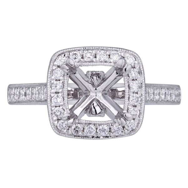 Classic elegant halo setting 18k white gold ring with .44ctw diamonds KR08665XD150