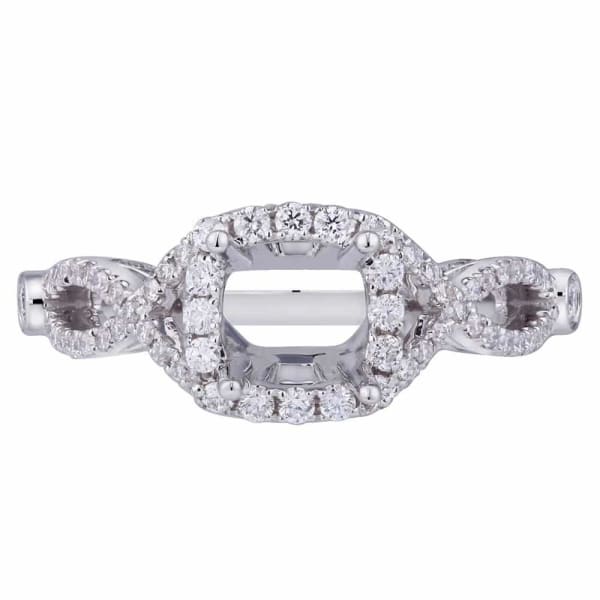 Classic elegant halo setting 18k white gold ring with .55ctw diamonds KR13011XD100