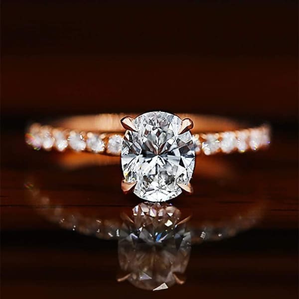 Delicate Rose Gold Engagement ring features oval 1.01ct Diamond ENG-10005