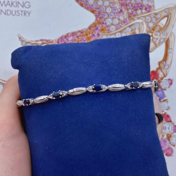 Diamond Bracelet with Blue sapphires - Jewelry