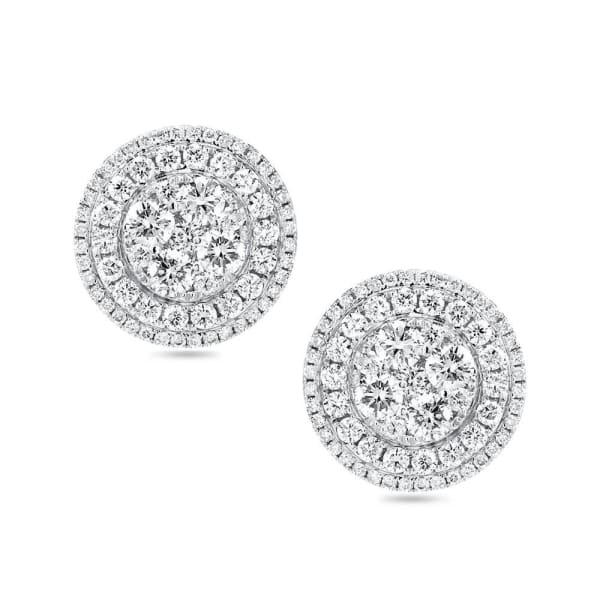 Diamond round halo stud earrings 3.04ct tdw AER-9054