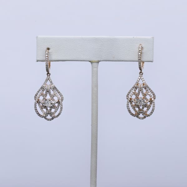 Fantastic 14k Rose Gold Fashion Earrings feature Round Cut 