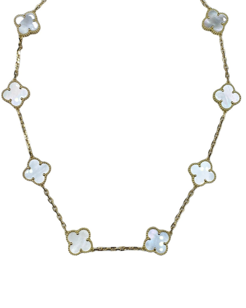 Fashion Short Necklace 18k Yellow Gold With Mother of Pearl 