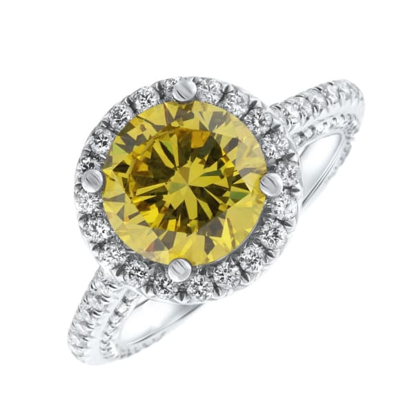 Gorgeous 18k white gold 2.58CT fancy yellow diamond engagement ring RN-57500, Main view