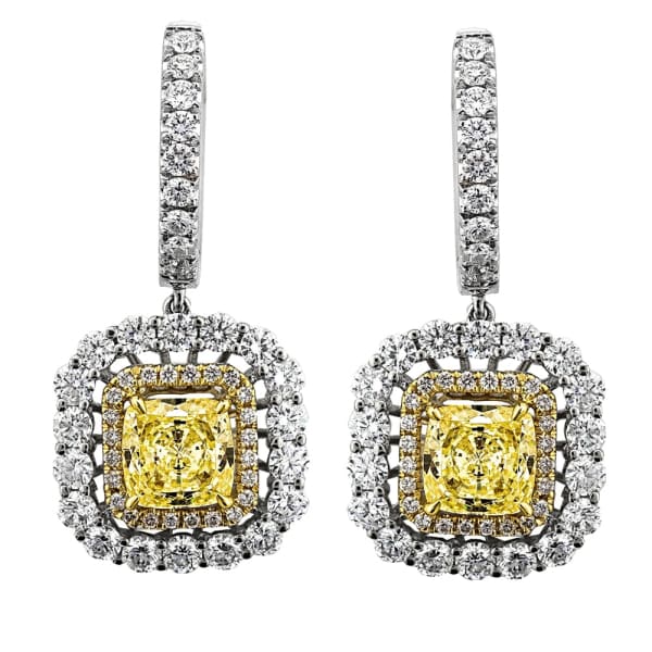 Gorgeous 18k white gold diamond and citrine long earrings EAR-11000