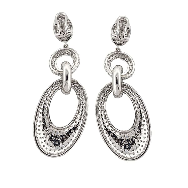 Gorgeous 18k white gold micro pave diamond long earrings EAR-179501, back