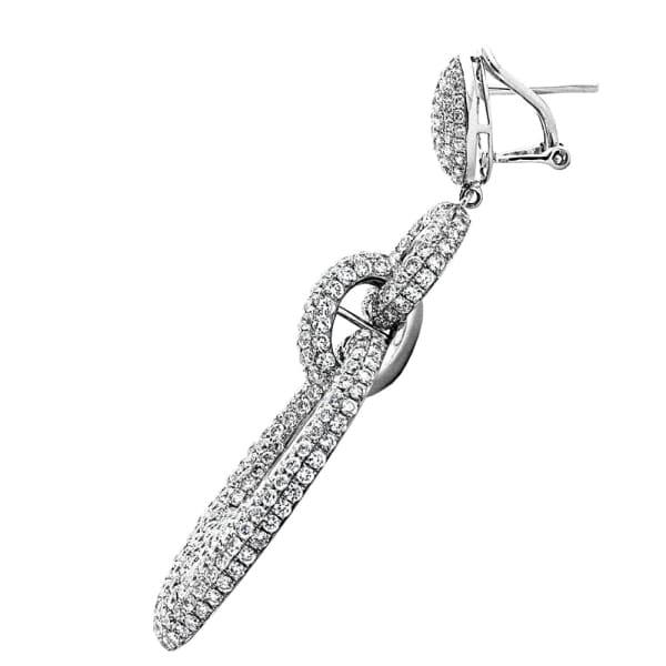 Gorgeous 18k white gold micro pave diamond long earrings EAR-179501, side