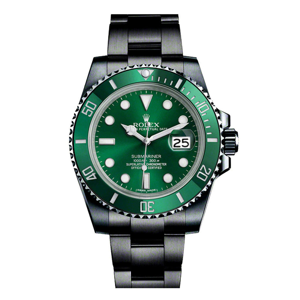 Black DLC-PVD Rolex, Submariner Hulk 40 mm, Stainless Steel Oyster bracelet, Green dial Green bezel, Men's Watch 116610lv-0002