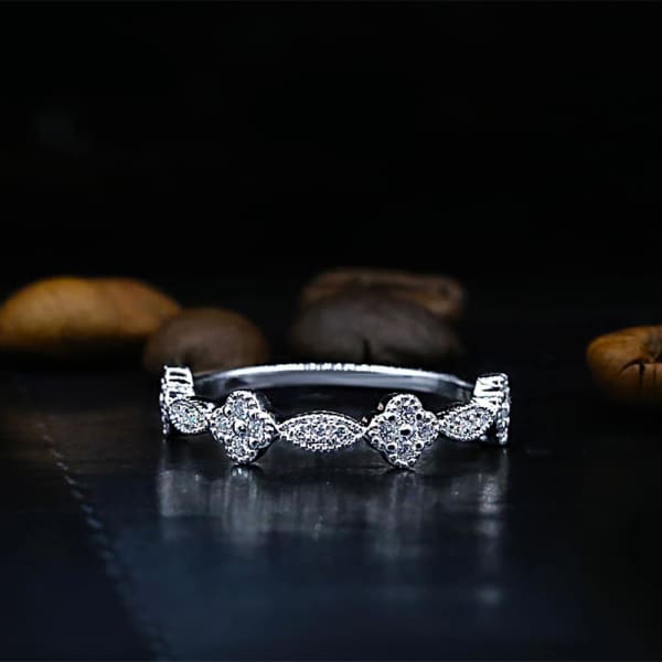 Half-Way 18k White Gold Diamond band features 0.25ct of Total Diamonds