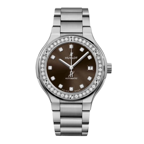 Hublot, Classic Fusion Titanium Brown Diamonds Bracelet Watch, Ref. # 568.NX.897M.NX.1204