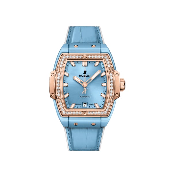 Hublot, Spirit Of Big Bang Light Blue Ceramic King Gold Diamonds Watch, Ref. # 665.EO.891L.LR.1204