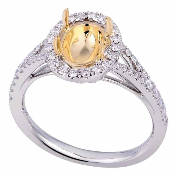Luxury delicate halo setting 18k white and yellow gold ring with .40ct diamonds KR12522XD8X6, Main view