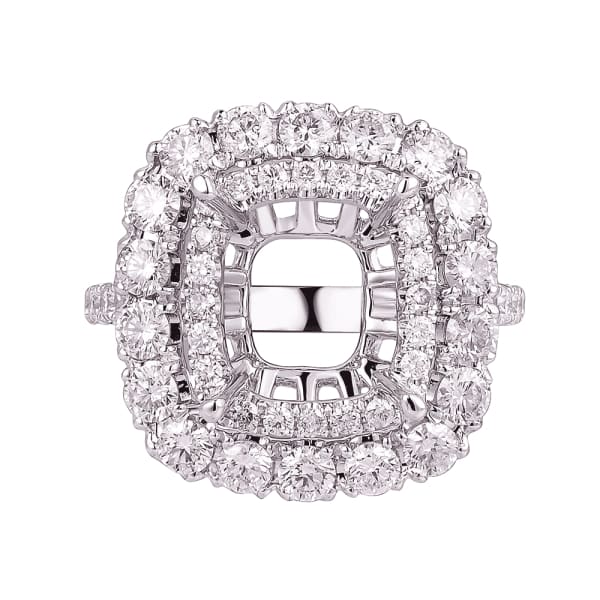 Luxury double layered 18K white gold engagement ring with 1.65ctw diamonds KR09829AXD9X8