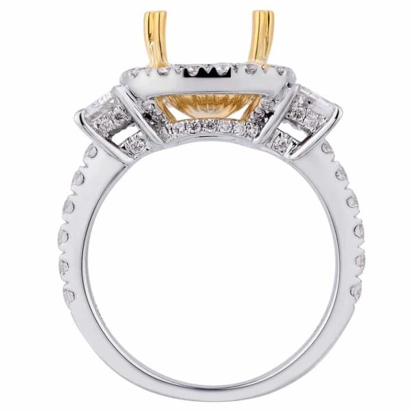 Luxury memorable halo 18k white and yellow gold ring with .80ct diamonds and two .60 TRZ side diamonds KR12688XD250, Profile