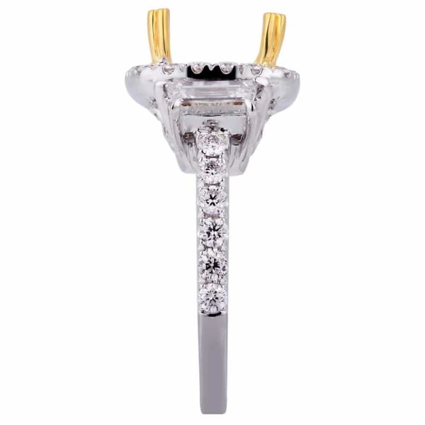 Luxury memorable halo 18k white and yellow gold ring with .80ct diamonds and two .60 TRZ side diamonds KR12688XD250, Side edge