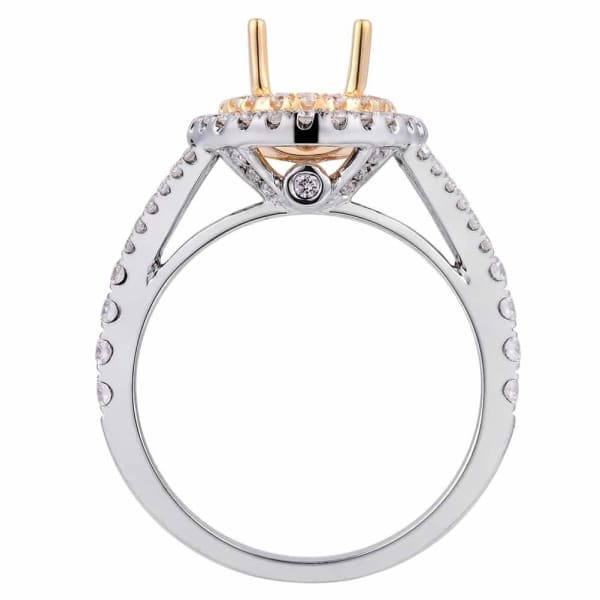 Modern luxury design halo setting 18k white and yellow gold ring with .72ctw diamonds KR08597XD8X6, Profile