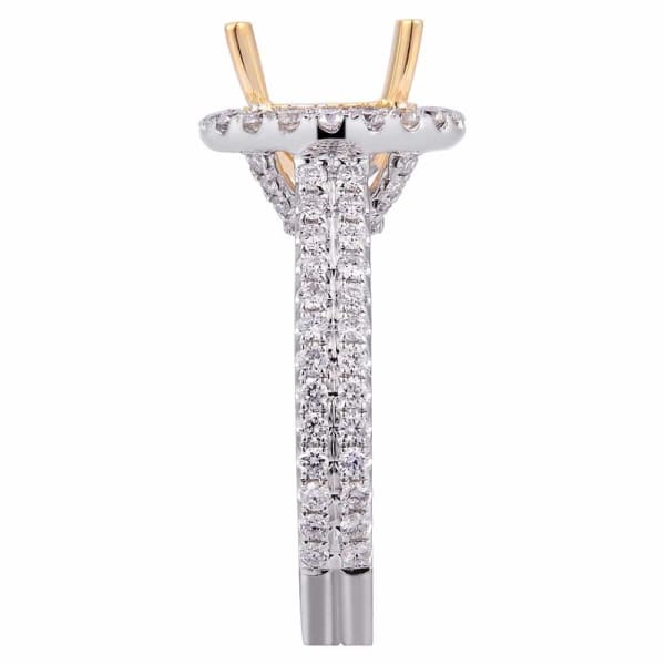 Modern luxury halo setting 18k white and yellow gold ring with .90ctw diamonds KR12475XD200, Side edge