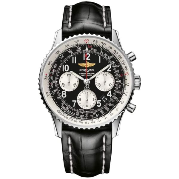 Breitling, Navitimer 01 Chronograph Automatic Black Dial Black Leather Mens Watch, Ref. # 012012BB02 435X A20BA1