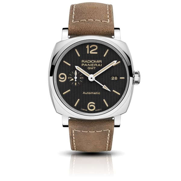 Panerai, Radiomir Gmt - 45mm, Aisi 316l Polished Steel, Black Dial With Vertical Stripes Watch, Ref. # Pam00657