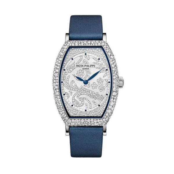 Patek Philippe, Gondolo 18k White Gold 7099G-001 with Gold dial Watch set with 367 Diamonds dial Watch