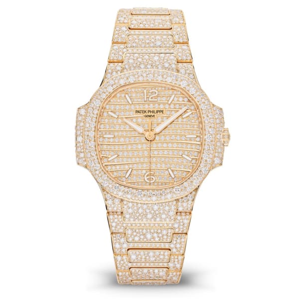 Patek Philippe, Nautilus 35.2 mm | 18k Rose gold diamond bracelet | Paved with diamonds dial | 18k Rose gold diamond Case Men's Watch 7118-1450R-001