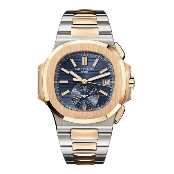 Patek Philippe, Nautilus Chronograph 40.5 mm | Two-Tone Stainless Steel and 18k Rose gold bracelet | Blue gradient dial | Stainless Steel and 18k Rose gold Case Men's Watch 5980/1AR-001
