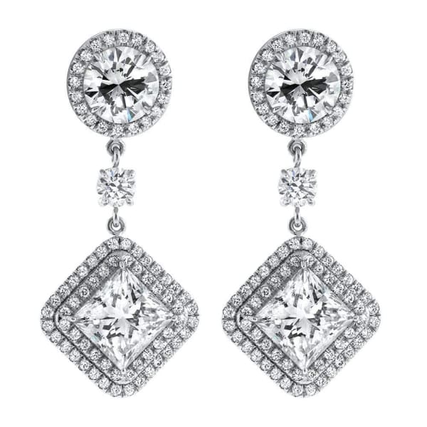 Platinum Halo Drop Earrings With 12.99ct Total Diamonds CSTM1299