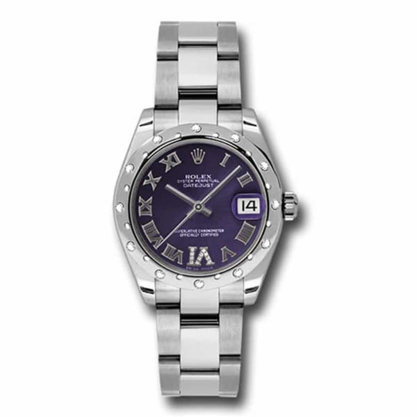 Rolex, Datejust 31 Watch Purple dial, Diamond bezel, Stainless Steel Oyster 178344-0016