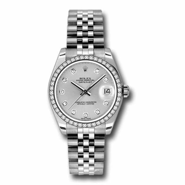 Rolex, Datejust 31 Watch Silver dial, Diamond bezel, Stainless Steel Jubilee 178384-0003