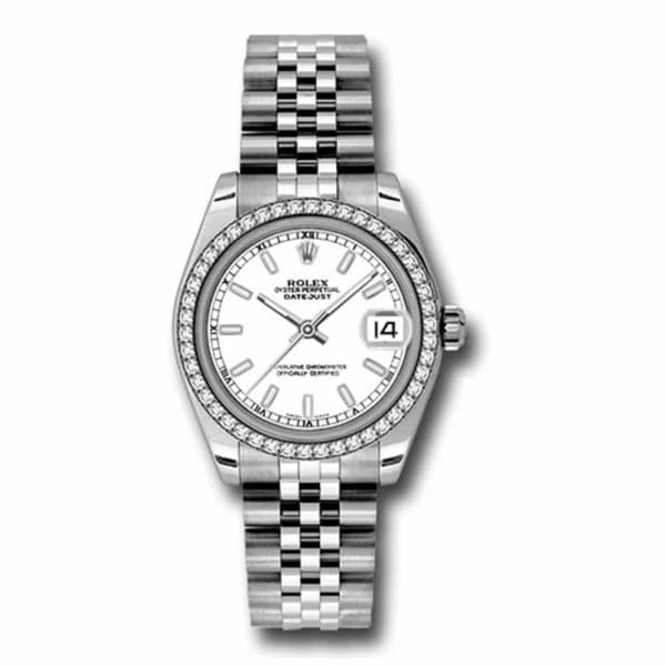 Rolex, Datejust 31 Watch White dial, Diamond bezel, Stainless Steel Jubilee 178384-0030